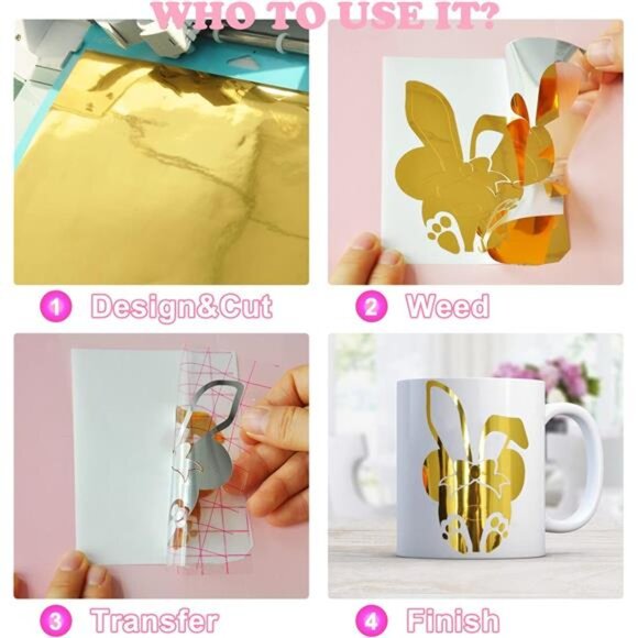 Prime Vinyl Chrome Gold Permanent Vinyl Roll, Gold Vinyl for Cricut -12" x 10 Ft - Picture 5 of 7